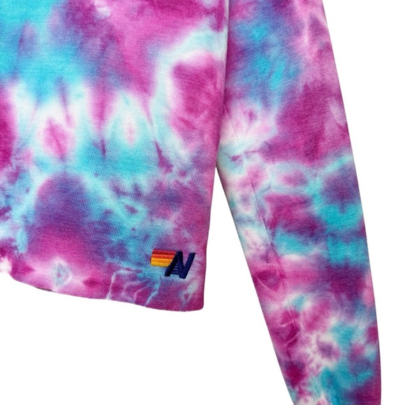 Aviator Nation Tie Dye Cropped Women’s Sweatshirt Hoodie Sz S - Picture 7 of 14